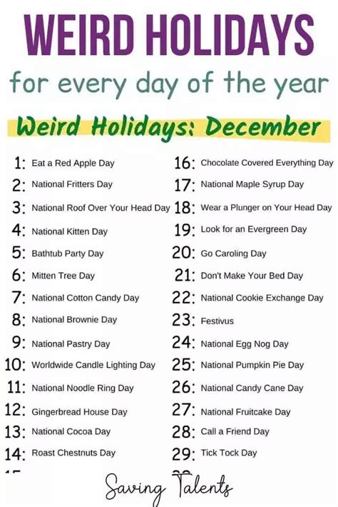 obscure holiday calendar